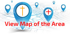 Map of Catholic Churches, Schools, Dioceses and Organisations in the Area